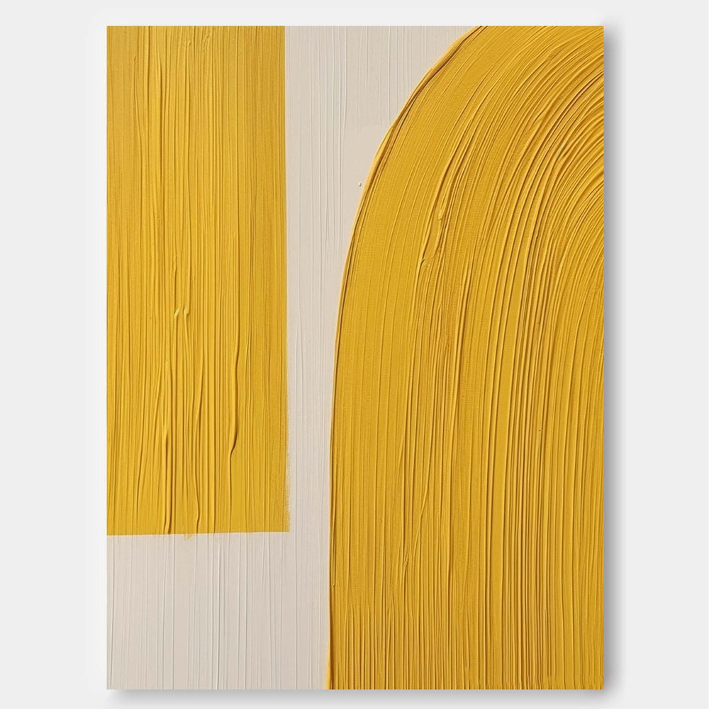 Bright Yellow Large Abstract acrylic painting Texture Minimalist Oil Painting On Canvas Original Wall Art For Living Room