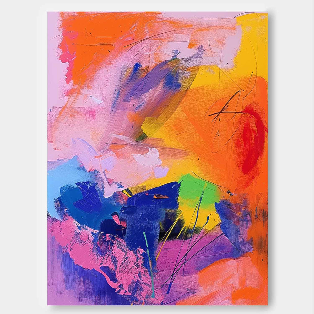 Vibrant Colorful Abstract Oil Painting On Canvas Large Modern Wall Art For Living Room Bedroom Home Decor