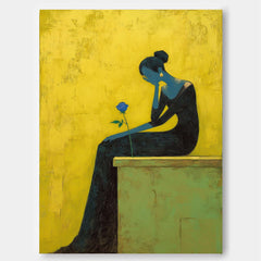 Modern Abstract Elegant Lady Silhouette Oil Painting Fine Artwork Minimalist Figurative Wall Art