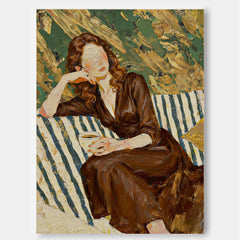 Modern Impasto Painting Elegant Woman Canvas Wall Art Textured Abstract Portrait Impressionist Figurative Art