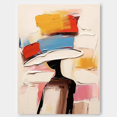 Original Painting Canvas Large Face Figurative Wall Art Bright Colors Texture Portrait For Living Room