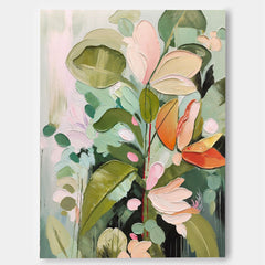 Beautiful Green Flower Painting Acrylic Textured Floral Art Impressionist Flower Paintings For Living Room