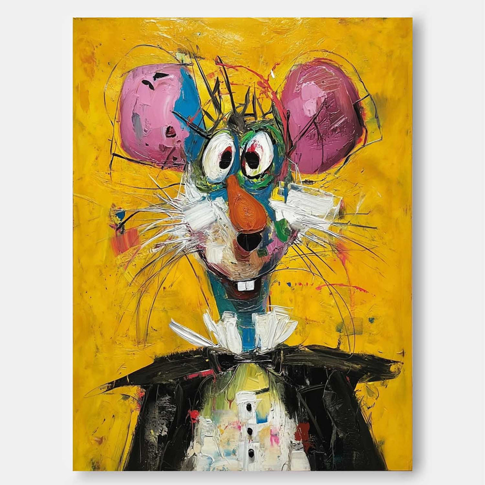 Cute Mouse Abstract Wall Art Large Acrylic Painting Impression Graffiti Animal Oil Painting Home Decor