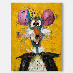 Cute Mouse Abstract Wall Art Large Acrylic Painting Impression Graffiti Animal Oil Painting Home Decor