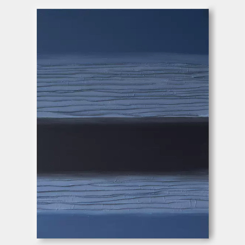 Blue And Black Large Abstract acrylic painting Texture Minimalist Oil Painting On Canvas Original Wall Art Home Decor