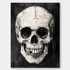Original Abstract Wall Art Skeleton Painting Cool Tones Large Acrylic Painting Framed Black Gothic Home Decor Artwork
