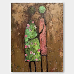 Abstract Love Couple Painting Large Romantic Canvas Art Contemporary Figure Art