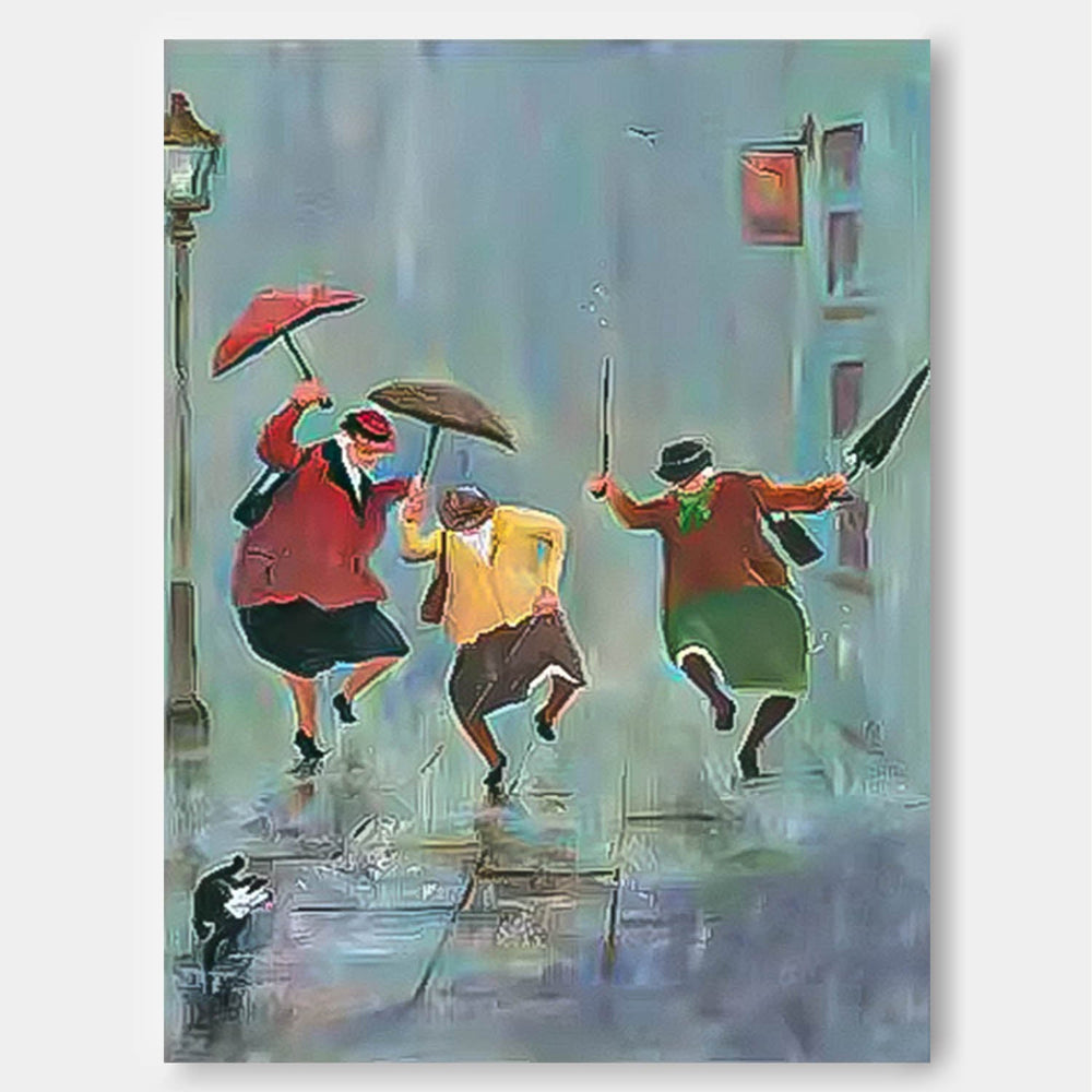 Handmade Canvas Painting Interesting Women Portrait Painting Face Art Original Humored Wall Art Decor