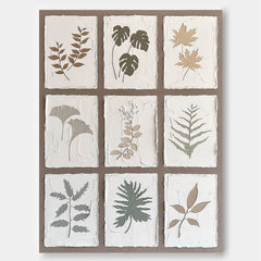 Minimalism Artwork Floral Painting on Canvas 3D Plant Textured Variety Of Leaves Wall Art Home Decor