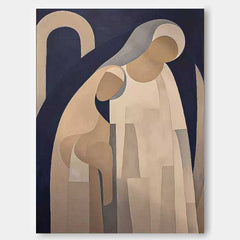Original Nun Wall Art Minimalist Bible People oil Painting On Canvas Abstract Contemporary Acrylic Painting