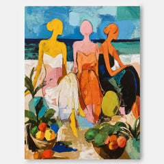 Abstract Woman Oil Painting Canvas Original Tropical Style Lady Art Oil Painting Modern Bohemian Home Decor