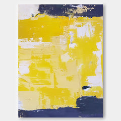 Modern Yellow Abstract Canvas Oil Painting Large Textured Painting Original Wall Art For Living Room