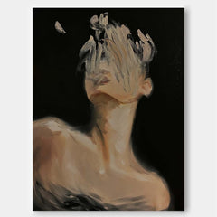 Original Vague Texture Girl Wall Art Abstract Figure oil Painting On Canvas Faceless Modern Artwork