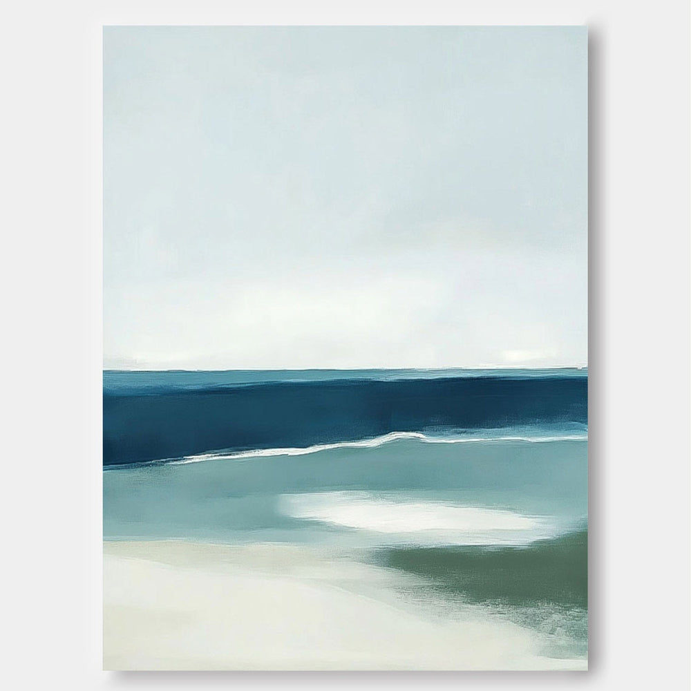 Seaside Landscape Artwork Abstract Offing Scenery Oil Painting Framed Large Wall Art Home Decor