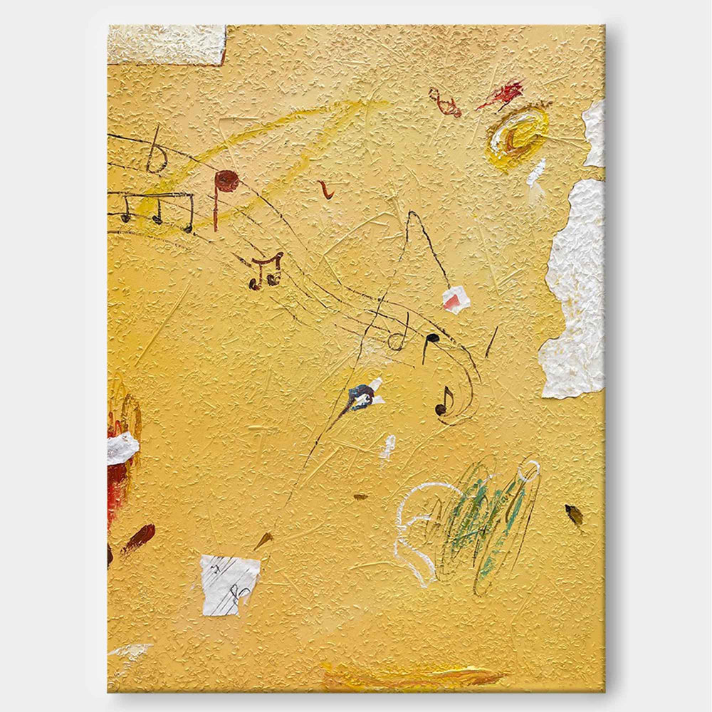 Minimalist Bright Yellow Wall Art Graffiti Painting Yellow Wall Decor Extra Large Minimalist Style Abstract Painting