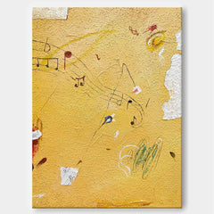 Minimalist Bright Yellow Wall Art Graffiti Painting Yellow Wall Decor Extra Large Minimalist Style Abstract Painting