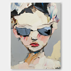 Abstract Character oil Painting On Canvas Original Texture Cool Girl Wall Art Minimalist Modern Artwork