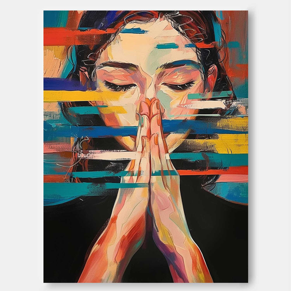 Texture Portrait Large Beauty Lady Wall Art Original Beautiful Girl Painting Canvas Woman Face Figurative Fashion Home Decor