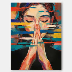 Texture Portrait Large Beauty Lady Wall Art Original Beautiful Girl Painting Canvas Woman Face Figurative Fashion Home Decor
