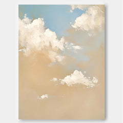 Large Cloud Painting On Canvas Abstract Cloud Oil Painting Warm Yellow Cloudiness Texture For Living Room