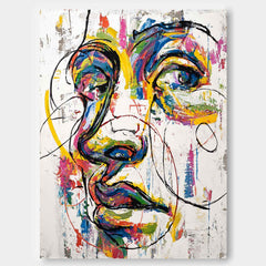 Large People Wall Art Color Abstract Side Face Oil Painting Canvas Original Facial Features Artwork