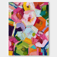 Original Geometric Color Painting Brilliant Texture Acrylic painting Abstract Large Wall Art Fashion Art
