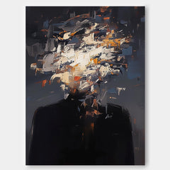 Abstract Faceless Artwork Farge Portrait Painting Original Cool Man Wall Art Black Series For Living Room