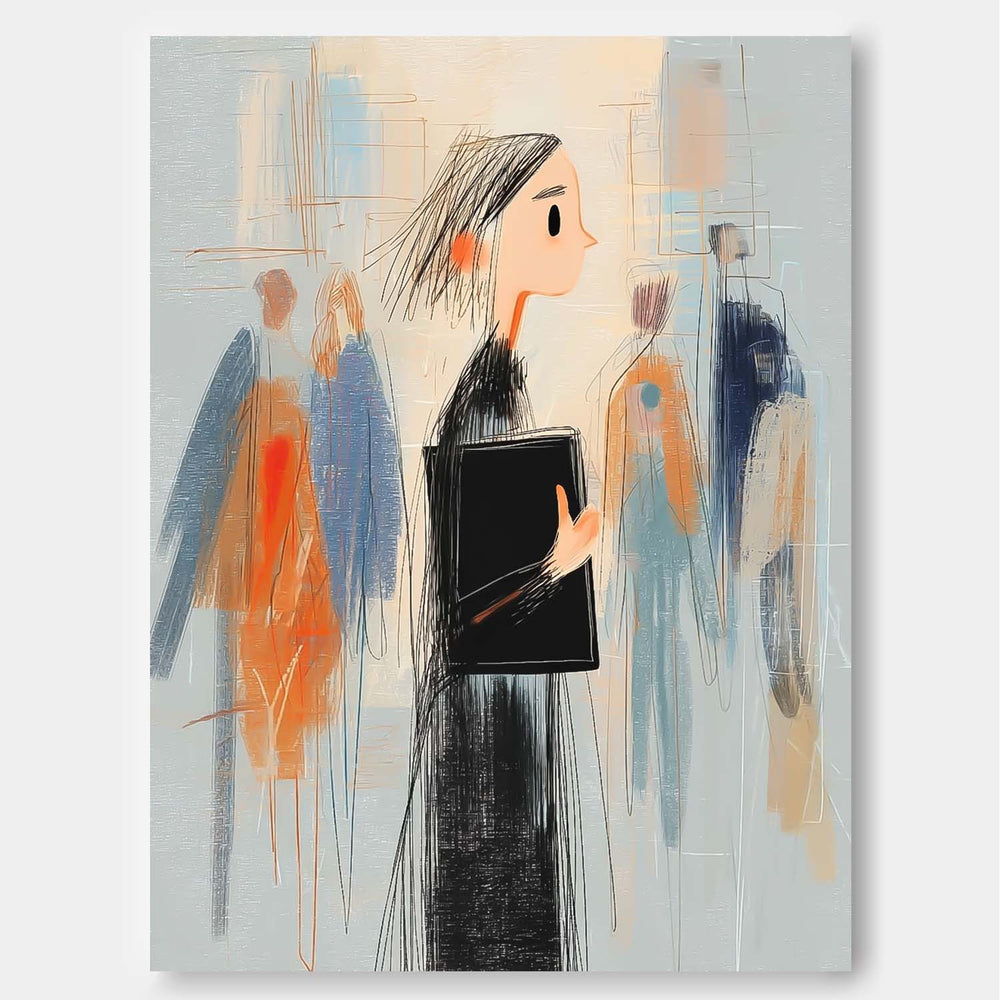 Abstract Figure Painting Modern Wall Art For Living Room Decor Contemporary Urban Illustration