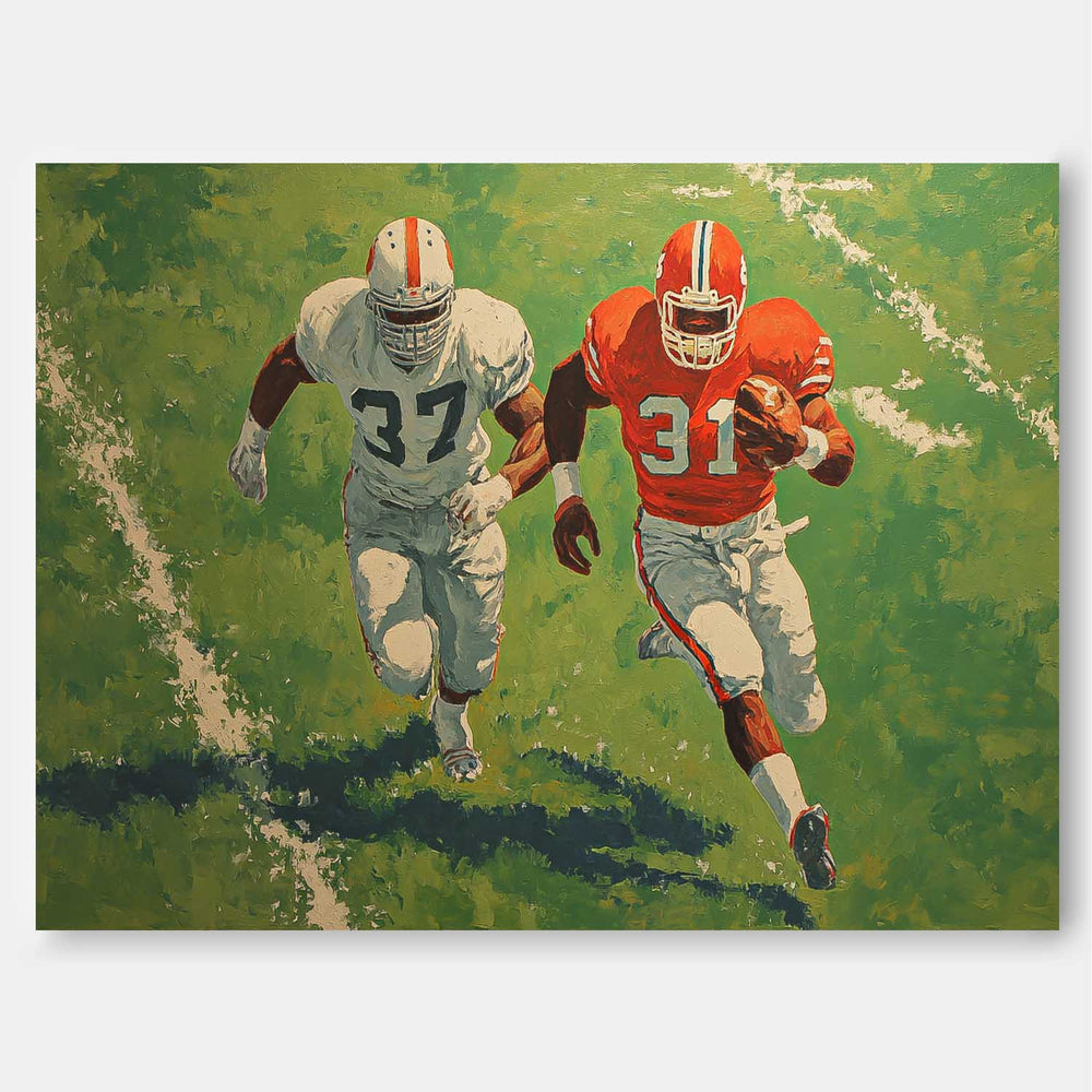 Large Green 3D Texture Oil Painting Original Rugby Canvas Wall Art Custom Work Gift For Living Room
