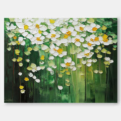 Horizontal Flower Beauty Texture Artwork Original Abstract Green Oil Painting On Canvas Home Decor Gift