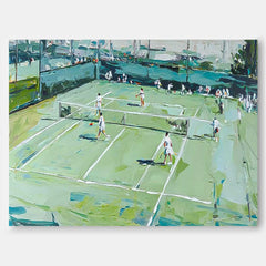 Textured Large Volleyball Court Painting Canvas Abstract Volleyball Sports Wall Art Volleyball Lovers Gift