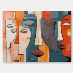 Colorful Geometric Face Art On Canvas For Contemporary Home And Office