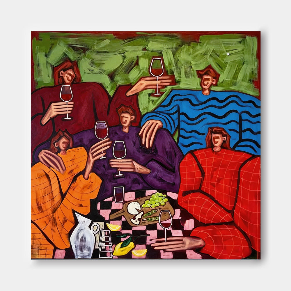 Modern Pop Art People Painting With Bright Colors For Lounge Wall