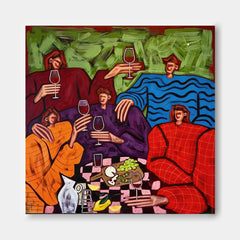 Modern Pop Art People Painting With Bright Colors For Lounge Wall