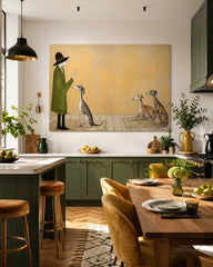 Whimsical Greyhound Art Print Featuring Gentleman And Dogs