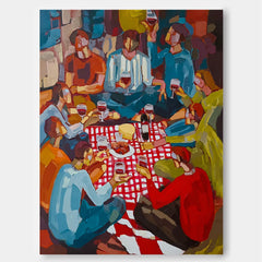 Unique Colorful Group Portrait Art Painting Ideal Gift For Art Lovers And Housewarming Celebration