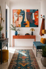 Colorful Geometric Face Art On Canvas For Contemporary Home And Office