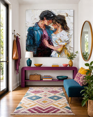 Expressive Figure Painting With Thick Impasto Strokes For Modern Living Room Wall Art