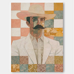 Vintage Inspired Cowboy Art With Textured Canvas And Earthy Tones For Home Office