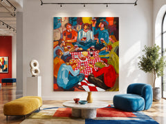 Unique Colorful Group Portrait Art Painting Ideal Gift For Art Lovers And Housewarming Celebration