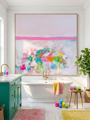 Square Abstract Ocean Art With Expressive Brushstrokes For Lounge Walls