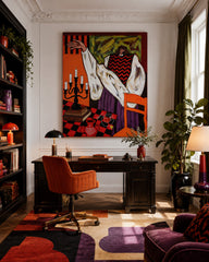 Colorful Abstract People Painting Featuring Dynamic Composition And Rich Textures