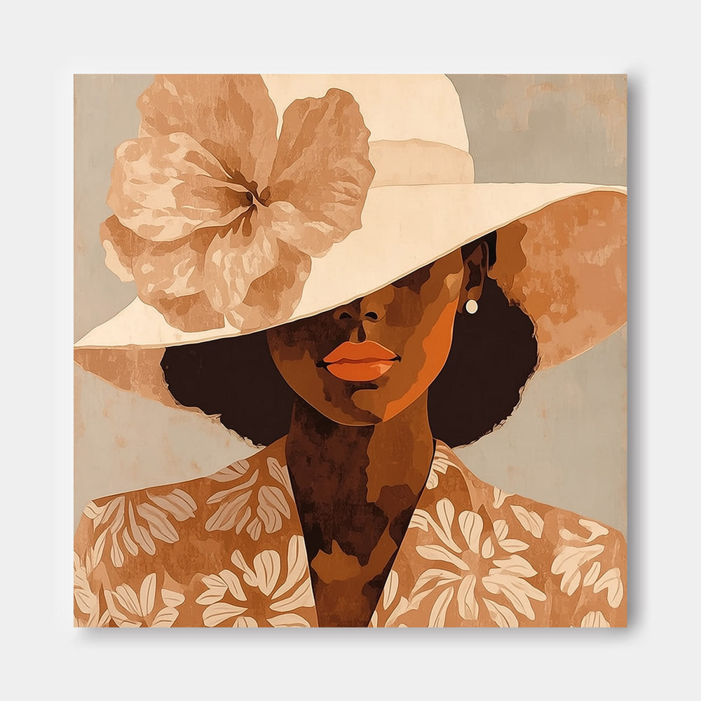 Retro Vintage Style Female Portrait Artwork With Smooth Brushwork And Subtle Texture For Wall Display