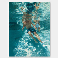 Summer Sports Swimming Scene Original Painting For Beach House Interior