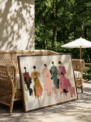 Abstract People Painting With Textured Brushwork For Modern Living Room Decor