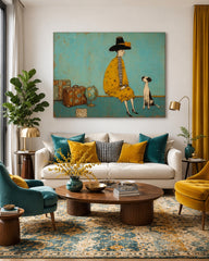 Stylish Woman And Dog Painting Unique Gift For Animal Lovers