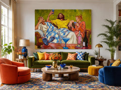 Large Canvas Wall Art Depicting A Casual Party Scene For Lounge And Bar