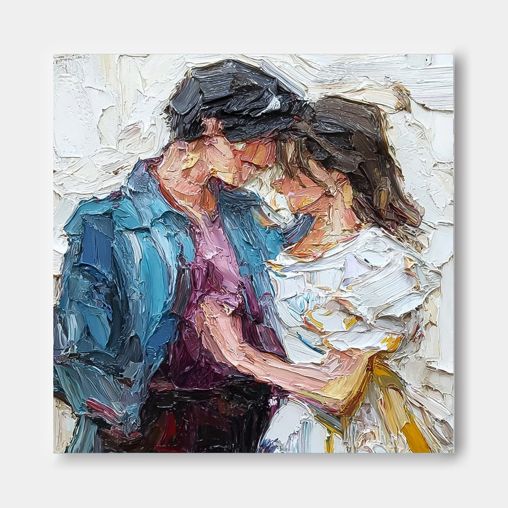 Expressive Figure Painting With Thick Impasto Strokes For Modern Living Room Wall Art