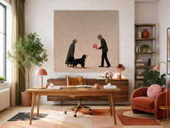 Romantic Anniversary Gift Artwork Senior Couple And Pet Original Oil Painting