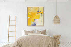 Large Yellow Abstract Canvas Wall Art Vertical Painting Modern Yellow Minimalist Wall Art For Livingroom